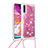 Funda Silicona Carcasa Goma Bling-Bling con Acollador Cordon Lanyard S03 para Samsung Galaxy A70