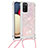 Funda Silicona Carcasa Goma Bling-Bling con Acollador Cordon Lanyard S03 para Samsung Galaxy F02S SM-E025F