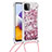 Funda Silicona Carcasa Goma Bling-Bling con Acollador Cordon Lanyard S03 para Samsung Galaxy F42 5G