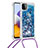 Funda Silicona Carcasa Goma Bling-Bling con Acollador Cordon Lanyard S03 para Samsung Galaxy F42 5G