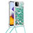 Funda Silicona Carcasa Goma Bling-Bling con Acollador Cordon Lanyard S03 para Samsung Galaxy F42 5G