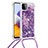 Funda Silicona Carcasa Goma Bling-Bling con Acollador Cordon Lanyard S03 para Samsung Galaxy F42 5G