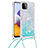 Funda Silicona Carcasa Goma Bling-Bling con Acollador Cordon Lanyard S03 para Samsung Galaxy F42 5G