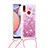 Funda Silicona Carcasa Goma Bling-Bling con Acollador Cordon Lanyard S03 para Samsung Galaxy M01s