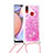 Funda Silicona Carcasa Goma Bling-Bling con Acollador Cordon Lanyard S03 para Samsung Galaxy M01s