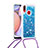 Funda Silicona Carcasa Goma Bling-Bling con Acollador Cordon Lanyard S03 para Samsung Galaxy M01s