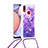 Funda Silicona Carcasa Goma Bling-Bling con Acollador Cordon Lanyard S03 para Samsung Galaxy M01s