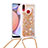 Funda Silicona Carcasa Goma Bling-Bling con Acollador Cordon Lanyard S03 para Samsung Galaxy M01s