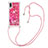 Funda Silicona Carcasa Goma Bling-Bling con Acollador Cordon Lanyard S03 para Samsung Galaxy M02