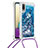 Funda Silicona Carcasa Goma Bling-Bling con Acollador Cordon Lanyard S03 para Samsung Galaxy M02