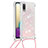 Funda Silicona Carcasa Goma Bling-Bling con Acollador Cordon Lanyard S03 para Samsung Galaxy M02