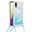 Funda Silicona Carcasa Goma Bling-Bling con Acollador Cordon Lanyard S03 para Samsung Galaxy M02