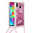 Funda Silicona Carcasa Goma Bling-Bling con Acollador Cordon Lanyard S03 para Samsung Galaxy M20