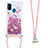 Funda Silicona Carcasa Goma Bling-Bling con Acollador Cordon Lanyard S03 para Samsung Galaxy M21