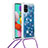 Funda Silicona Carcasa Goma Bling-Bling con Acollador Cordon Lanyard S03 para Samsung Galaxy M40S