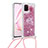 Funda Silicona Carcasa Goma Bling-Bling con Acollador Cordon Lanyard S03 para Samsung Galaxy M60s