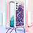 Funda Silicona Carcasa Goma Bling-Bling con Acollador Cordon Lanyard YB2 para Samsung Galaxy Quantum4 5G