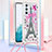 Funda Silicona Carcasa Goma Bling-Bling con Acollador Cordon Lanyard YB2 para Samsung Galaxy Quantum4 5G