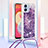 Funda Silicona Carcasa Goma Bling-Bling con Acollador Cordon Lanyard YB3 para Samsung Galaxy F04