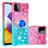 Funda Silicona Carcasa Goma Bling-Bling con Anillo de dedo Soporte S02 para Samsung Galaxy F42 5G