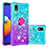 Funda Silicona Carcasa Goma Bling-Bling con Anillo de dedo Soporte S02 para Samsung Galaxy M01 Core