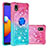 Funda Silicona Carcasa Goma Bling-Bling con Anillo de dedo Soporte S02 para Samsung Galaxy M01 Core