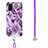 Funda Silicona Gel Goma Patron de Moda Carcasa con Acollador Cordon Lanyard Y01B para Samsung Galaxy F02S SM-E025F