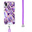 Funda Silicona Gel Goma Patron de Moda Carcasa con Acollador Cordon Lanyard Y01B para Samsung Galaxy M02