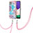 Funda Silicona Gel Goma Patron de Moda Carcasa con Acollador Cordon Lanyard Y03B para Samsung Galaxy F42 5G