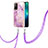 Funda Silicona Gel Goma Patron de Moda Carcasa con Acollador Cordon Lanyard Y05B para Oppo Reno5 Z 5G