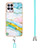 Funda Silicona Gel Goma Patron de Moda Carcasa con Acollador Cordon Lanyard Y05B para Realme 8i