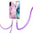 Funda Silicona Gel Goma Patron de Moda Carcasa con Acollador Cordon Lanyard Y05B para Samsung Galaxy S20