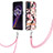 Funda Silicona Gel Goma Patron de Moda Carcasa con Acollador Cordon Lanyard Y06B para Realme 9 4G