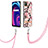 Funda Silicona Gel Goma Patron de Moda Carcasa con Acollador Cordon Lanyard Y06B para Realme C25Y India