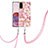 Funda Silicona Gel Goma Patron de Moda Carcasa con Acollador Cordon Lanyard Y06B para Samsung Galaxy S20