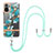 Funda Silicona Gel Goma Patron de Moda Carcasa con Acollador Cordon Lanyard Y06B para Xiaomi Redmi Note 11 SE India 4G