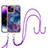 Funda Silicona Gel Goma Patron de Moda Carcasa con Acollador Cordon Lanyard Y07B para Apple iPhone 13 Pro