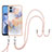 Funda Silicona Gel Goma Patron de Moda Carcasa con Acollador Cordon Lanyard YB3 para Motorola Moto E22i