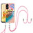 Funda Silicona Gel Goma Patron de Moda Carcasa con Acollador Cordon Lanyard YB3 para Oppo Reno8 T 4G