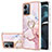 Funda Silicona Gel Goma Patron de Moda Carcasa con Acollador Cordon Lanyard YB5 para Motorola Moto G14