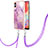 Funda Silicona Gel Goma Patron de Moda Carcasa con Acollador Cordon Lanyard YB5 para Samsung Galaxy M04