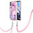 Funda Silicona Gel Goma Patron de Moda Carcasa con Acollador Cordon Lanyard YB7 para Motorola Moto E22