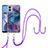 Funda Silicona Gel Goma Patron de Moda Carcasa con Acollador Cordon Lanyard YB7 para Motorola Moto E22