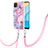 Funda Silicona Gel Goma Patron de Moda Carcasa con Acollador Cordon Lanyard YB7 para Oppo A15