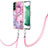 Funda Silicona Gel Goma Patron de Moda Carcasa con Acollador Cordon Lanyard YB7 para Samsung Galaxy S22 5G