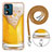 Funda Silicona Gel Goma Patron de Moda Carcasa con Acollador Cordon Lanyard YB8 para Motorola Moto E13