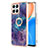 Funda Silicona Gel Goma Patron de Moda Carcasa con Anillo de dedo Soporte Y01B para Huawei Honor X8 4G