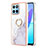 Funda Silicona Gel Goma Patron de Moda Carcasa con Anillo de dedo Soporte Y05B para Huawei Honor X6