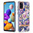 Funda Silicona Gel Goma Patron de Moda Carcasa con Anillo de dedo Soporte Y06B para Samsung Galaxy A21s