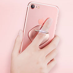 Anillo de dedo Soporte Universal Sostenedor De Telefono Movil R03 para Vivo V25 5G Oro Rosa